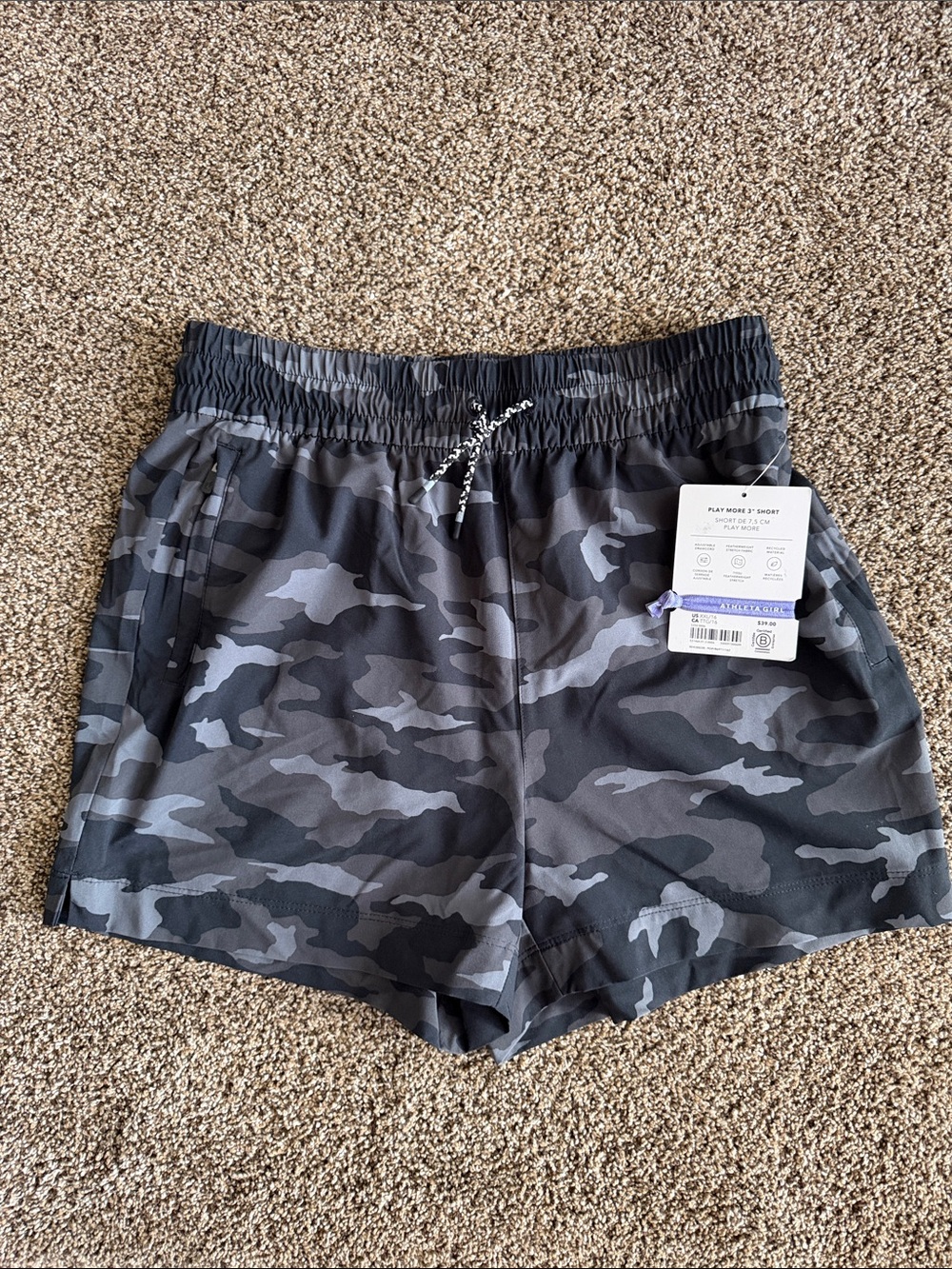 Athleta Girls' Gray Camo Athletic Shorts